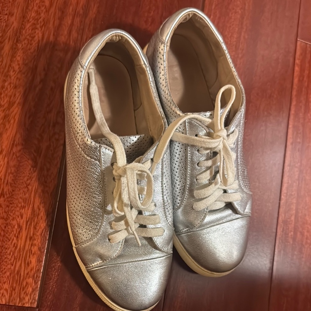 Silver Lace-Up Sneakers